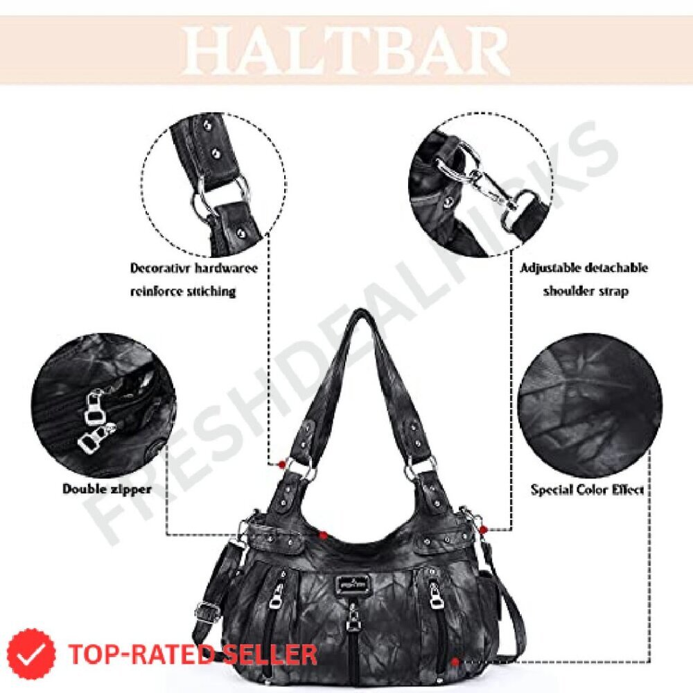 Faux Leather Crossbody Hobo Satchel Tote Purse Elegant Minimal Chic - Picture 6 of 8